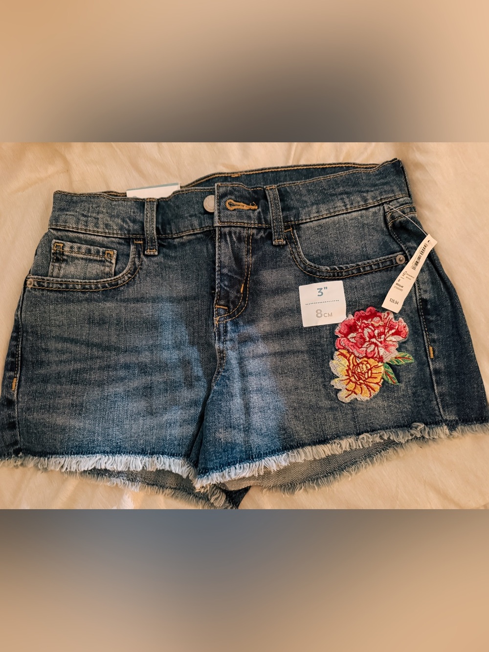 Old Navy Embroidered Floral Denim Cutoff Shorts